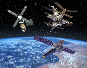Obraz na płótnie Canvas Satellite and spaceships. The elements of this image furnished by NASA.