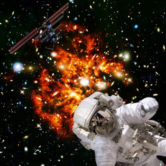 Obraz na płótnie Canvas Astronaut flies in space. The elements of this image furnished by NASA.