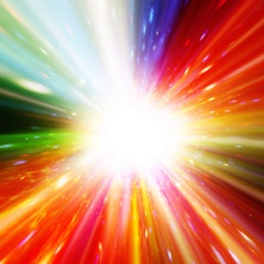 Vivid colorful background with starburst. Abstract radial lines fading into background. The elements of this image furnished by NASA.
