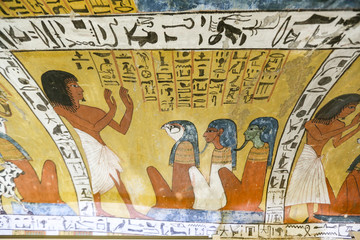 Scene from a Tomb in Deir el-Medina Village, Luxor, Egypt