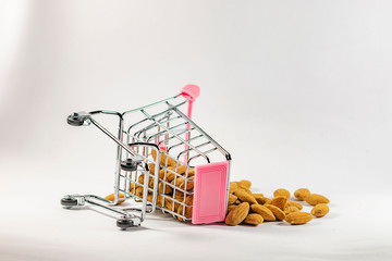 Toy supermarket car loaded with almonds