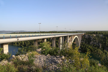 Fototapeta premium Road bridge over the Krka River in Croatia