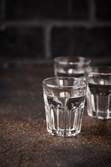 Glasses of Russian drink vodka
