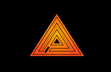 A line orange black alphabet letter logo icon design sign