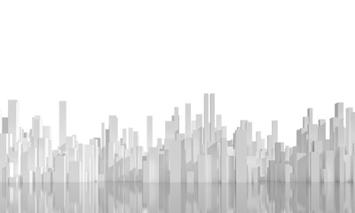 Abstract city skyline isolated on white, 3 d