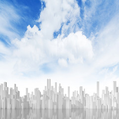 Fototapeta premium Abstract 3d cityscape under cloudy sky