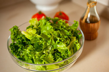 Healthy food green salad tomato 