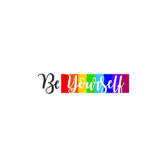 Rainbow Heart Flag Colored LGBT Pride Quote for Lesbian Gay Bisexual and Transgender Vector Template Design Element