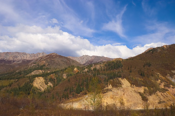 landscape of mountains and blue sky