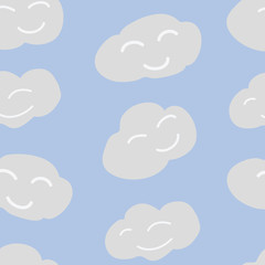 Happy Clouds vector seamless pattern
