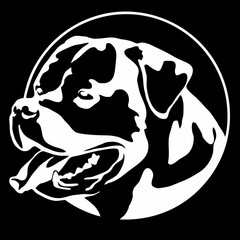 Rottweiler Dog Portrait Dog Symbol Icon white on black - obrazy, fototapety, plakaty