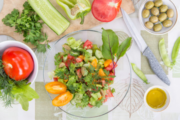 Vegetable salad. Vegetarian vegan healthy food