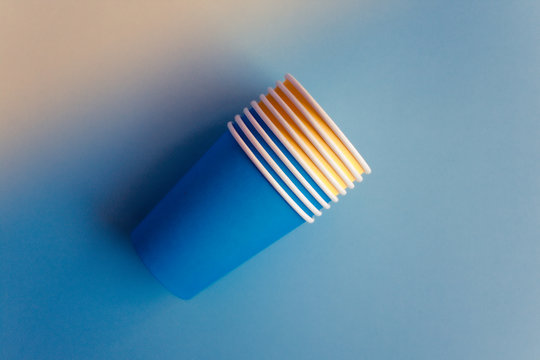 Yellow And Blue Paper Cups.