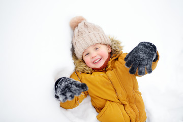 Little boy having fun in the snow