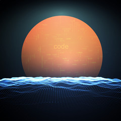 Futurisctic technology vector illustration with cyber landscape