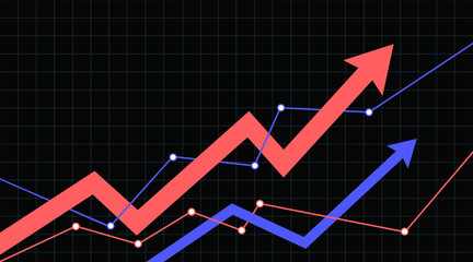 An abstract financial chart with two arrows going up. Vector illustration.