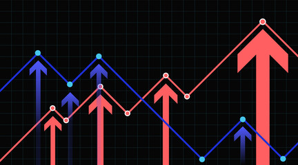 An abstract financial chart with arrows. Vector illustration.