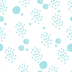 Modern hand drawn colorful abstract seamless pattern with geometrical shapes: circles, dots. Vector illustration.