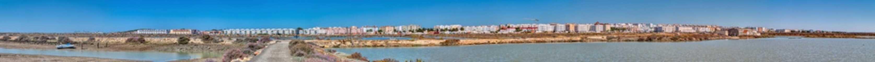 Panoramic landscape of the coast of the city of San Fernando, in the province of Cadiz, Spain