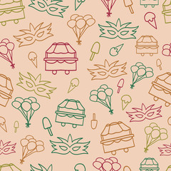 Vector peach carnival elements seamless pattern background