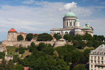 Fototapeta na wymiar Cathedral of Virgin Mary and Saint Vojtěch in Esztergom, Hungary is the second largest basilica in Europe.