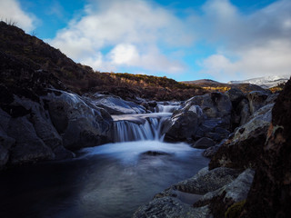 Fototapeta na wymiar Tongariro National Park River Long Exposure of Mountain Stream 