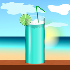 Tropical cocktail drink on a summer landscape - Vector