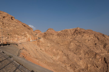 Road on top of Jabel Hafeet mountain in UAE