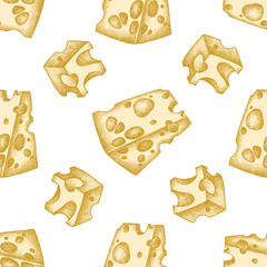 Seamless pattern with hand drawn pastel cheese