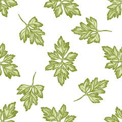 Seamless pattern with hand drawn pastel greenery
