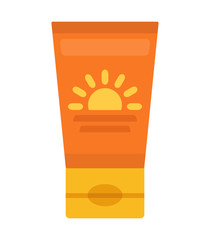 Sunscreen tube, flat style on white background