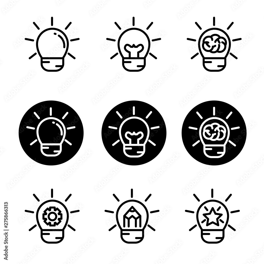 Canvas Prints set of bulb vector illustration with nine design suitable for idea/creativity related icon,
