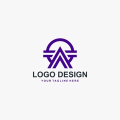 Triangle logo element icon design, circle shape design, outline logo design for business company.