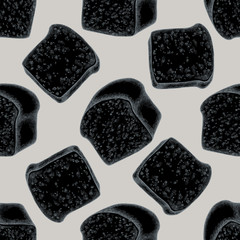 Seamless pattern with hand drawn stylized croissants and bread