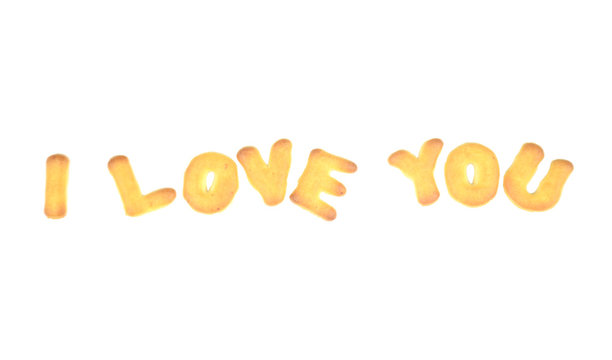 i love you, cookies alphabet with copy space for text