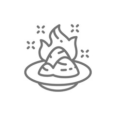 Wasabi, Japanese horseradish, spicy seasoning line icon.