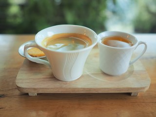 cup of tea on wooden table
