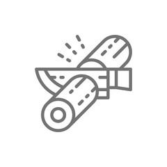 Cutting rolls, japanese cuisine line icon.