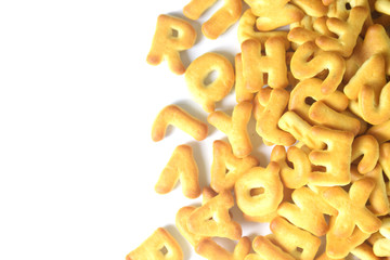 cookies alphabet with copy space for text