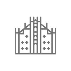Milan Cathedral, landmark of Milan, Italy line icon.