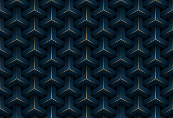 Abstracte naadloze luxe donkerblauwe en gouden geometrische patroonachtergrond