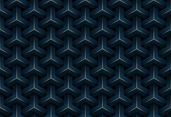 Tapeten Art deco Abstrakter nahtloser luxuriöser dunkelblauer und goldener geometrischer Musterhintergrund