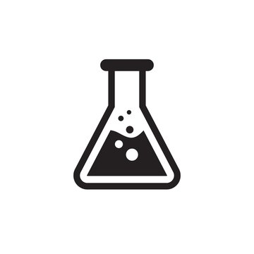 Chemistry flask black icon. Test tube concept sign. Graphic design element