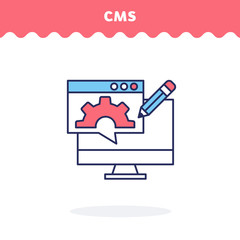 Content management icon, vector. Flat design. Ui icon