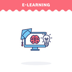 e-learning icon, vector. Fill and line. Flat design. Ui icon