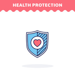 Protection shield with heart flat vector icon. Fill and line. Flat design. Ui icon