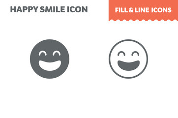 Smile icon, vector. Fill and line. Flat design. Ui icon