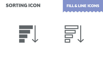 Sorting icon, vector. Fill and line. Flat design. Ui icon