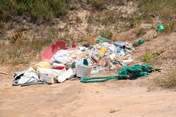 Rubbish lying on the beach