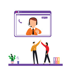 Customer Service, Call Center for online Shopping and Business Concept Vector Template Design Illustration